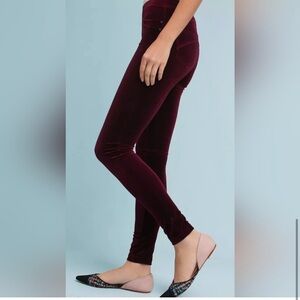 ✨Anthropologie Velvet Leggings in Wine✨